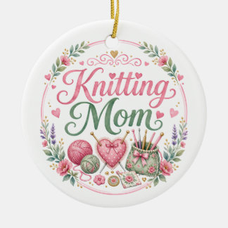 Persoonlijke kerstboomversiering voor breiende moe keramisch ornament