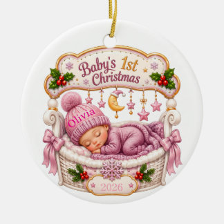 Persoonlijke kerstboomversiering voor de eerste ke keramisch ornament