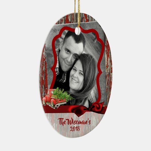 Persoonlijke kerstboomwagen PHOTO-versiering Keramisch Ornament (Rechts)