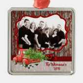Persoonlijke kerstboomwagen PHOTO-versiering Metalen Ornament (Voorkant)