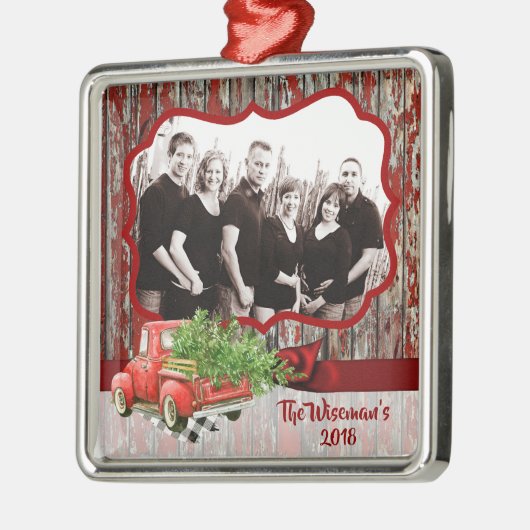 Persoonlijke kerstboomwagen PHOTO-versiering Metalen Ornament (Links)