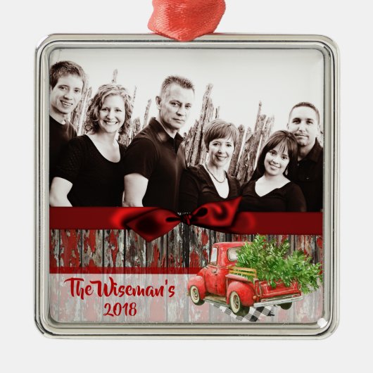 Persoonlijke kerstboomwagen PHOTO-versiering Metalen Ornament (Voorkant)