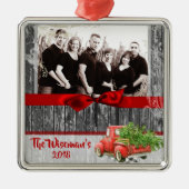 Persoonlijke kerstboomwagen PHOTO-versiering Metalen Ornament (Voorkant)