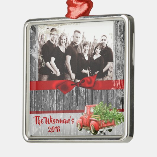 Persoonlijke kerstboomwagen PHOTO-versiering Metalen Ornament (Links)