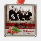 Persoonlijke kerstboomwagen PHOTO-versiering Metalen Ornament (Voorkant)
