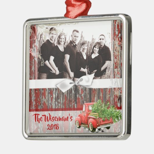 Persoonlijke kerstboomwagen PHOTO-versiering Metalen Ornament (Links)