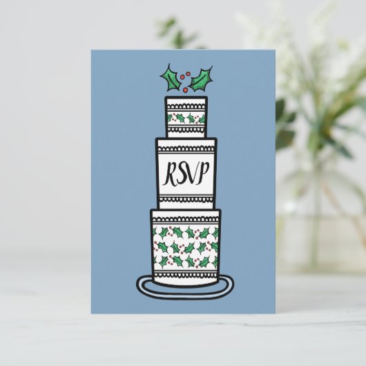 Persoonlijke kerstbruiloft RSVP Kaart (Staand voorkant)