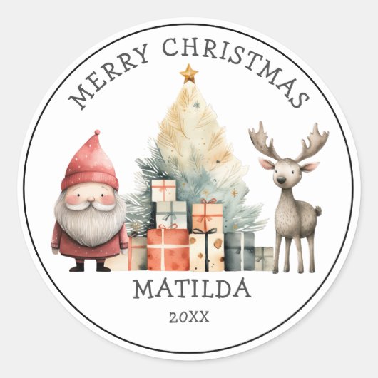 Persoonlijke kerstcadeaus ronde sticker (Voorkant)
