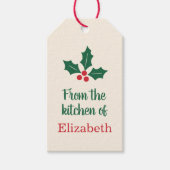 Persoonlijke kerstcadeautags met hulst ontwerp cadeaulabel (Voorkant)