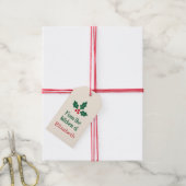 Persoonlijke kerstcadeautags met hulst ontwerp cadeaulabel (Met Touw)
