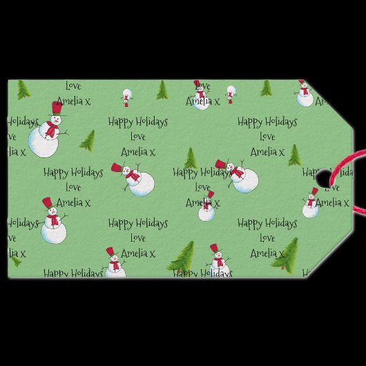Persoonlijke kerstcadeautags met sneeuwmannen cadeaulabel