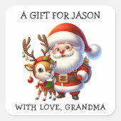 Persoonlijke kerstcadeautags vierkante sticker (Voorkant)
