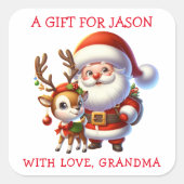 Persoonlijke kerstcadeautags vierkante sticker (Voorkant)