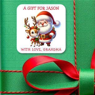 Persoonlijke kerstcadeautags vierkante sticker
