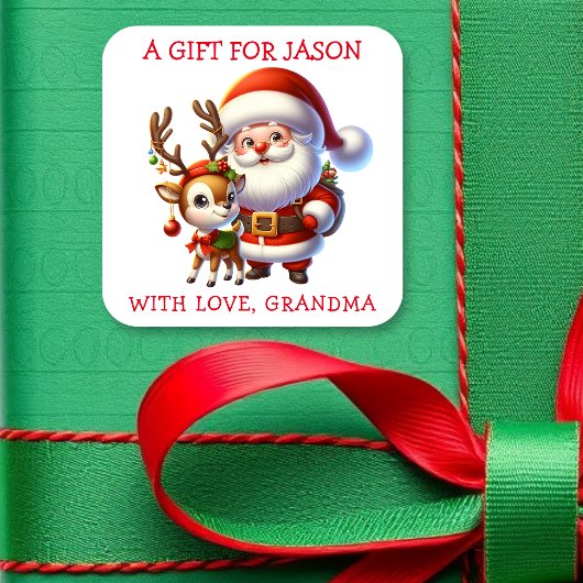 Persoonlijke kerstcadeautags vierkante sticker