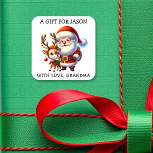 Persoonlijke kerstcadeautags vierkante sticker