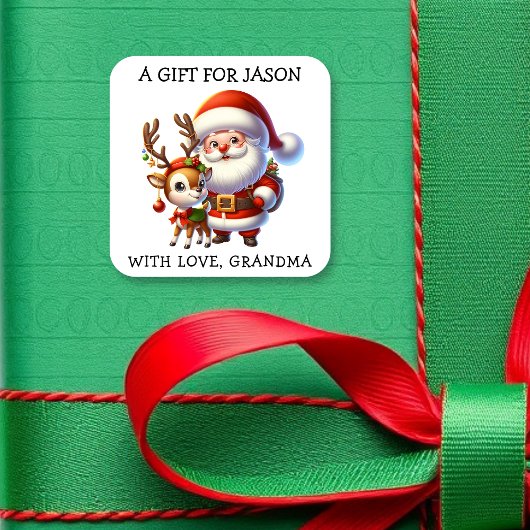 Persoonlijke kerstcadeautags vierkante sticker