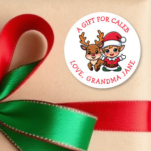 Persoonlijke kerstcadeautags voor jou ronde sticker