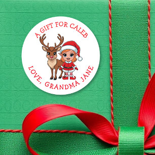 Persoonlijke kerstcadeautags voor jou ronde sticker