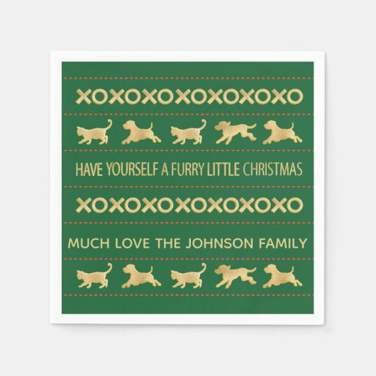 Persoonlijke kerstcadeautjes "Furry Kerstmis" Servetten (Voorkant)