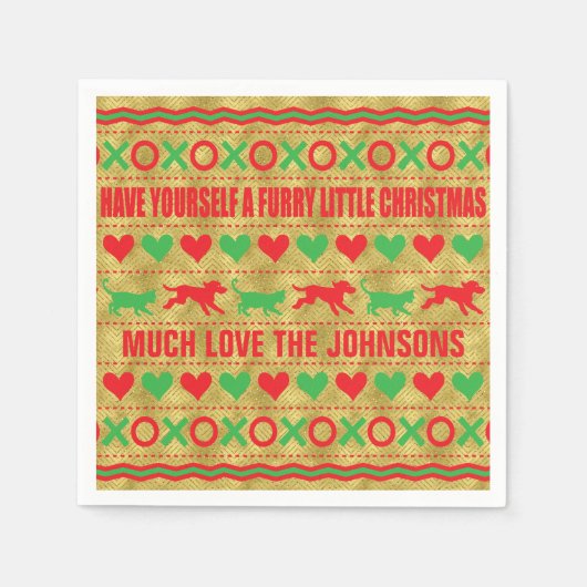 Persoonlijke kerstcadeautjes "FurryKerstmis" Servet (Voorkant)