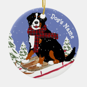 Persoonlijke kerstcadeautjes voor Bernese Mt Dog S Keramisch Ornament