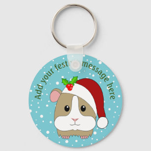 Persoonlijke Kerstcavia In Een Kerstmannenhoed Sleutelhanger