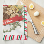 Persoonlijke kerstchocolade en -koekjes theedoek (Quarter Fold)