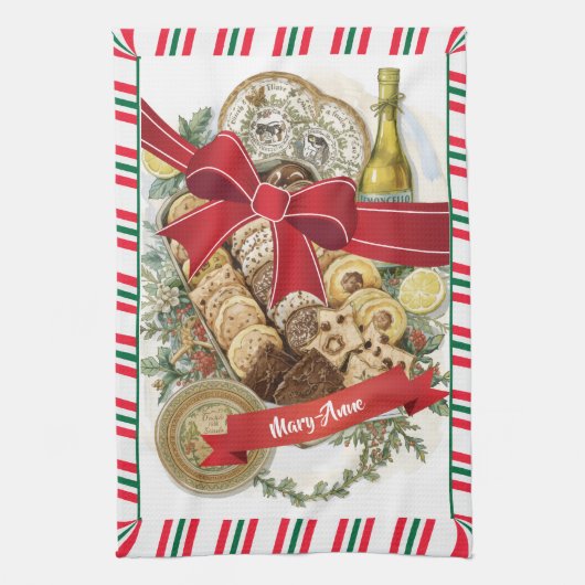 Persoonlijke kerstchocolade en -koekjes theedoek (Verticaal)