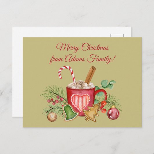 Persoonlijke kerstchocolade-Mok Briefkaart (Voorkant / Achterkant)