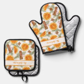 Persoonlijke Kerstcitruskruiden Ovenwant & Pannenlap Set (Voorkant / Achterkant)