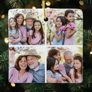 Persoonlijke Kerstcollage met 4 foto's Keramisch Ornament