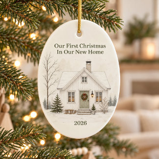Persoonlijke kerstcottage voor een nieuw huis keramisch ornament