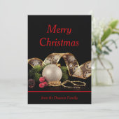 Persoonlijke kerstdecorrecties en kant feestdagenkaart (Staand voorkant)