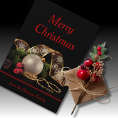 Persoonlijke kerstdecorrecties en kant feestdagenkaart