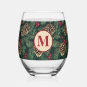 Persoonlijke Kerstdennen Monogram Wijnglas Zonder Voet (Achterkant)