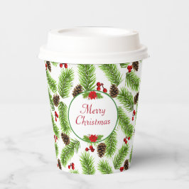 Persoonlijke Kerstdennenappels & Bessen Papieren Bekers