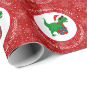 Persoonlijke kerstdinosaurus cadeaupapier (Rol Hoek)
