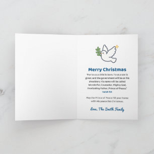 Persoonlijke Kerstduif Prins van de Vrede Kaart