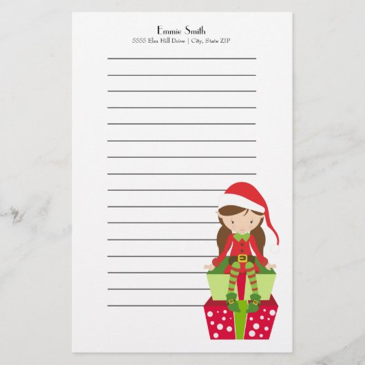Persoonlijke Kerstelf en Geschenken met Voering Briefpapier (Voorkant)