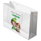 Persoonlijke Kerstelfjes Kerstmis Groot Cadeauzakje (Voorkant Gekanteld)