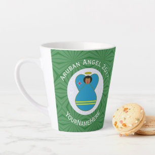 Persoonlijke Kerstengel met Arubaanse Vlag Latte Mok