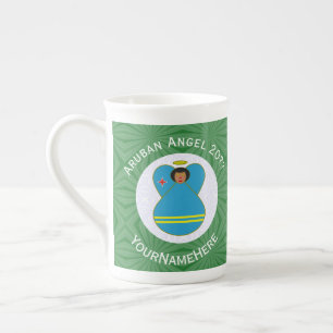 Persoonlijke Kerstengel met Arubaanse Vlag  Porselein Kop