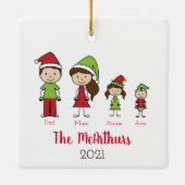 Persoonlijke kerstfamilie keramisch ornament (Achterkant)