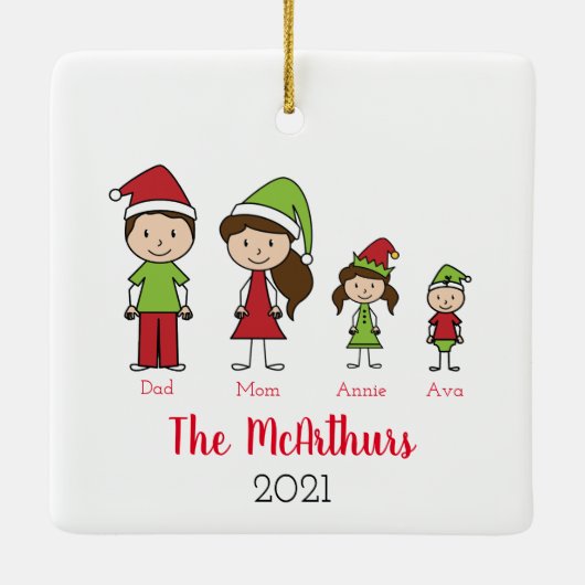 Persoonlijke kerstfamilie keramisch ornament (Achterkant)