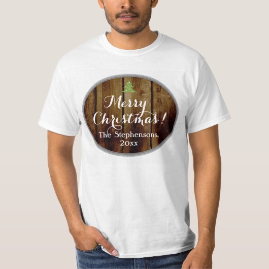 Persoonlijke kerstfamilienaam t-shirt (Voorkant)