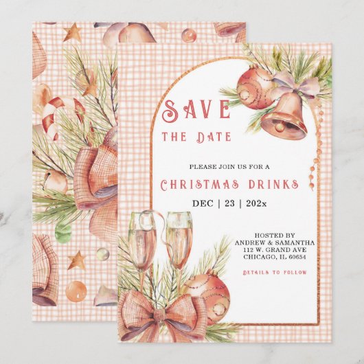 Persoonlijke Kerstfeest Save The Date Kaart (Voorkant / Achterkant)