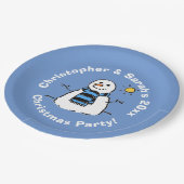 Persoonlijke Kerstfeest Sneeuwman Papieren Bord (Gekanteld)