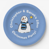 Persoonlijke Kerstfeest Sneeuwman Papieren Bord (Voorkant)