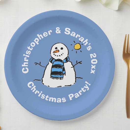 Persoonlijke Kerstfeest Sneeuwman Papieren Bord